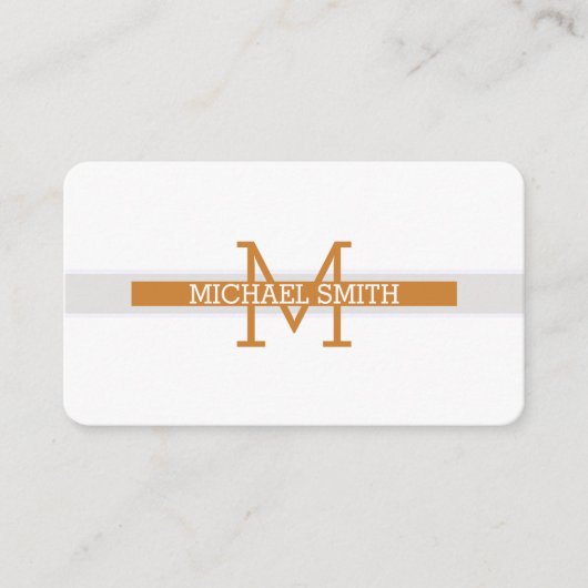 Monogram Modern Bronze Horizontale Lijn Visitekaartje (Voorkant)