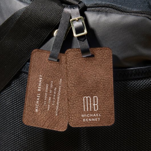 Monogram Modern Brown Bagagelabel