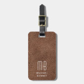 Monogram Modern Brown Bagagelabel (Voorkant verticaal)