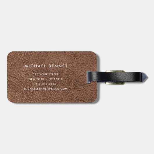 Monogram Modern Brown Bagagelabel (Achterkant horizontaal)