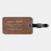 Monogram Modern Bruine Nep Leer Textuur Bagagelabel (Achterkant horizontaal)