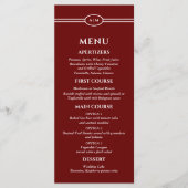 Monogram Modern Burgundy Christian Wedding Menu (Voorkant)