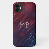 Monogram Modern Burgundy Navy Blue, gepersonalisee Case-Mate iPhone Case (Achterkant)