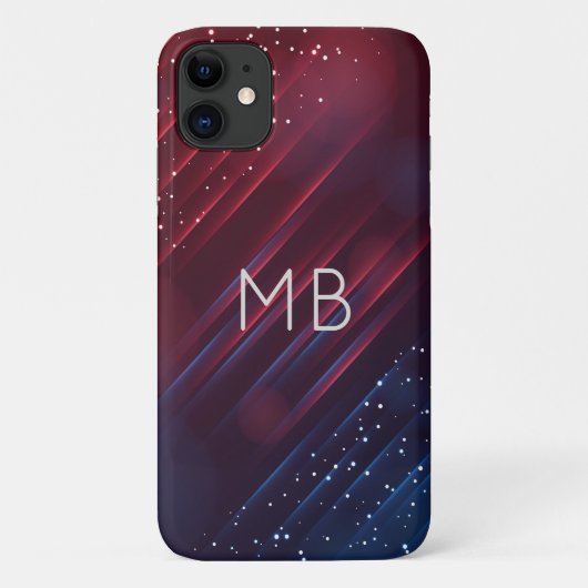 Monogram Modern Burgundy Navy Blue, gepersonalisee Case-Mate iPhone Case (Achterkant)