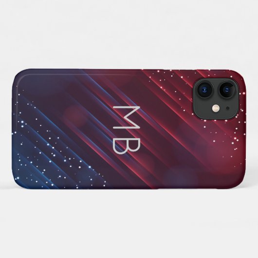 Monogram Modern Burgundy Navy Blue, gepersonalisee Case-Mate iPhone Case (Achterkant (horizontaal))