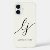 Monogram Modern Calligrafie Script Ivoorwit Case-Mate iPhone Case (Achterkant)