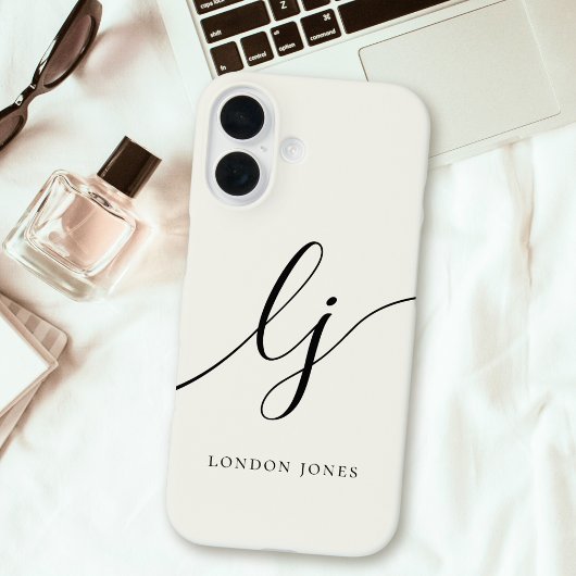 Monogram Modern Calligrafie Script Ivoorwit Case-Mate iPhone Case