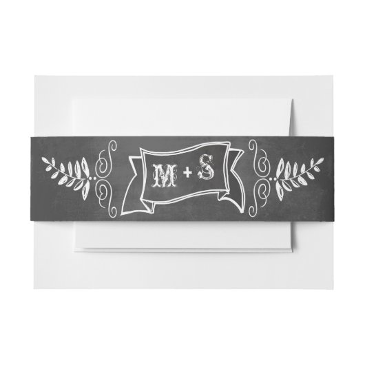 Monogram  Modern Chalkboard Uitnodigingen Wikkel (Voorkant Voorbeeld)