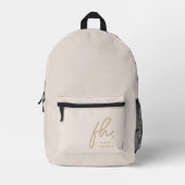 Monogram Modern Chic Blush Pink Gold Monogrammed Bedrukte Rugzak (Voorkant)