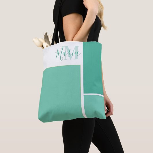 Monogram Modern Chic Cute Stylish Custom Tote Bag (Dichtbij)