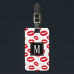 Monogram modern Chic Red Lips Patroon Bagagelabel<br><div class="desc">Monogram Moderne Chic Red Lips Pattern Bagagelabels.</div>