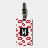 Monogram modern Chic Red Lips Patroon Bagagelabel (Voorkant verticaal)
