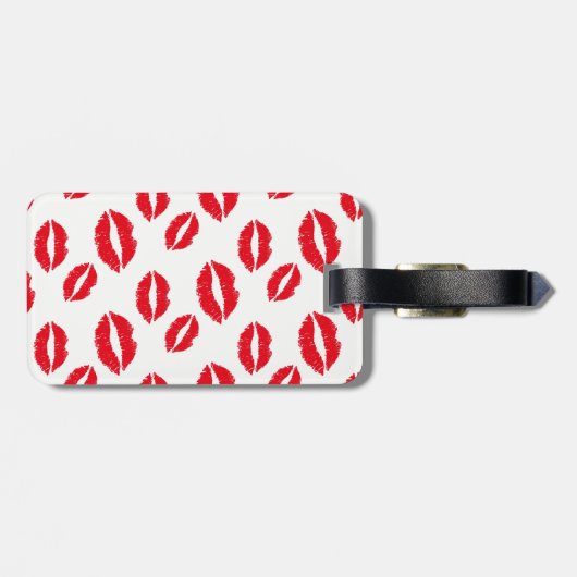 Monogram modern Chic Red Lips Patroon Bagagelabel (Achterkant horizontaal)