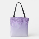 Monogram Modern Chic Stylish Ombre Paarse Glitter Tote Bag (Achterkant)