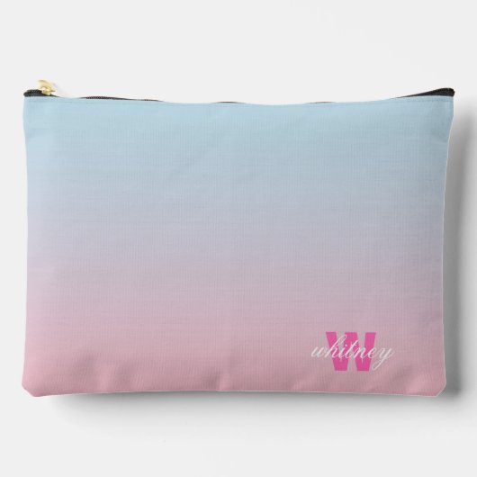 Monogram Modern Chique Roze Blauw Pastel Ombre Etui (Voorkant)