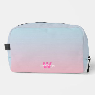 Monogram Modern Chique Roze Blauw Pastel Ombre Toilettasje