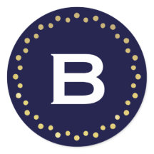 Monogram Modern Circle Stippen Sticker Label / Nav