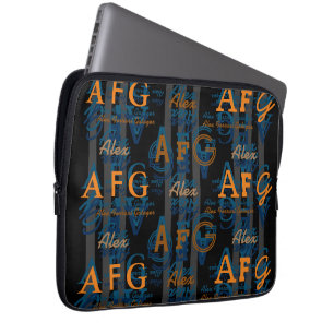 Monogram Modern Collage van Initialen en Namen Laptop Sleeve