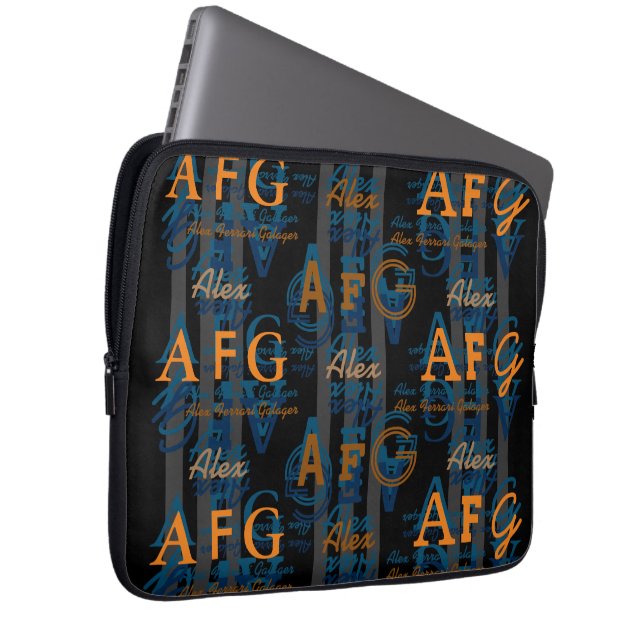Monogram Modern Collage van Initialen en Namen Laptop Sleeve (Voorkant Rechts)