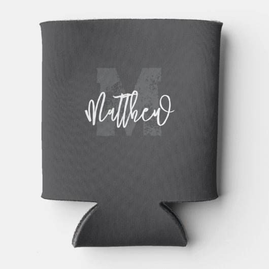 Monogram Modern Cool Grunge Jouw naam toevoegen Blikjeskoeler (Voorkant)