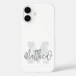 Monogram Modern Cool Grunge Jouw naam toevoegen iPhone 16 Hoesje