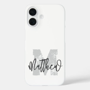 Monogram Modern Cool Grunge Jouw naam toevoegen iPhone 16 Hoesje