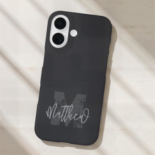 Monogram Modern Cool Grunge Jouw naam toevoegen Case-Mate iPhone Case