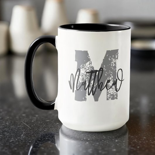 Monogram Modern Cool Grunge Jouw naam toevoegen Mok