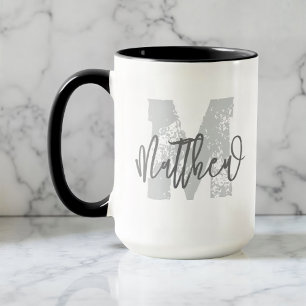 Monogram Modern Cool Grunge Jouw naam toevoegen Mok