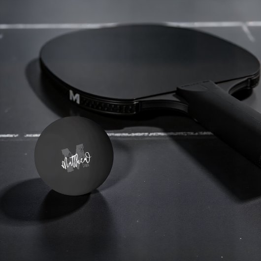Monogram Modern Cool Grunge Jouw naam toevoegen Pingpongbal