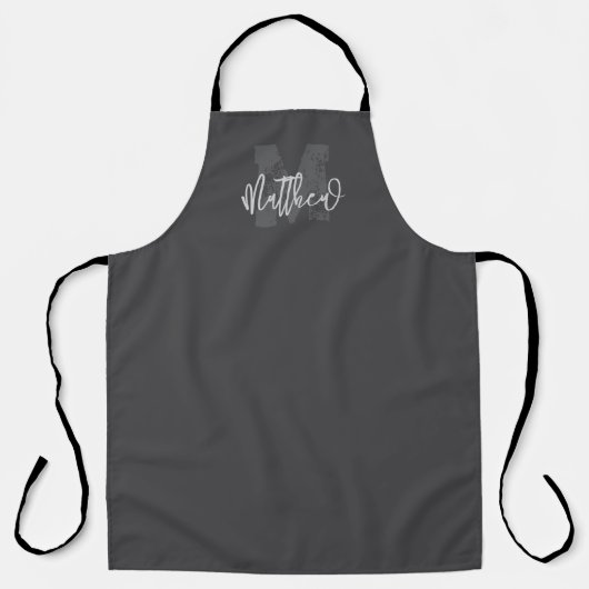 Monogram Modern Cool Grunge Jouw naam toevoegen Schort (Voorkant)
