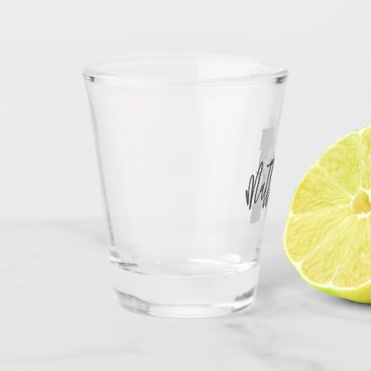 Monogram Modern Cool Grunge Jouw naam toevoegen Shot Glas (Links)