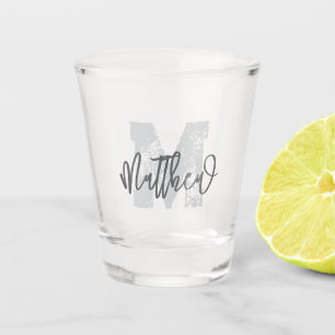 Monogram Modern Cool Grunge Jouw naam toevoegen Shot Glas