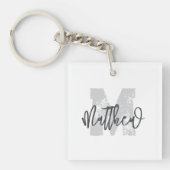 Monogram Modern Cool Grunge Jouw naam toevoegen Sleutelhanger (Voorkant)