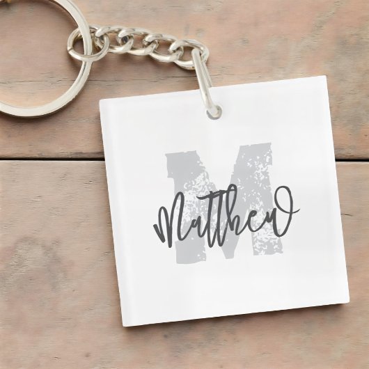 Monogram Modern Cool Grunge Jouw naam toevoegen Sleutelhanger