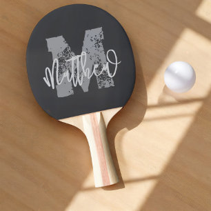 Monogram Modern Cool Grunge Jouw naam toevoegen Tafeltennisbatje