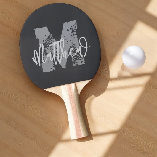 Monogram Modern Cool Grunge Jouw naam toevoegen Tafeltennisbatje