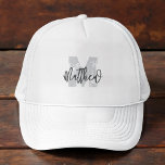 Monogram Modern Cool Grunge Jouw naam toevoegen Trucker Pet<br><div class="desc">Voeg je monogram en naam toe. Dit ontwerp is tijdloos,  modern en grunge.</div>