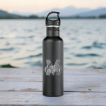 Monogram Modern Cool Grunge Jouw naam toevoegen Waterfles<br><div class="desc">Maak je klaar voor school! Voeg je monogram en naam toe. Dit ontwerp is tijdloos,  modern en grunge.</div>