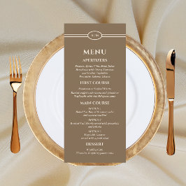 Monogram Modern Cream Taupe Wedding Menu