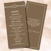 Monogram Modern Cream Taupe Wedding Menu