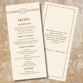 Monogram Modern Cream Taupe Wedding Menu