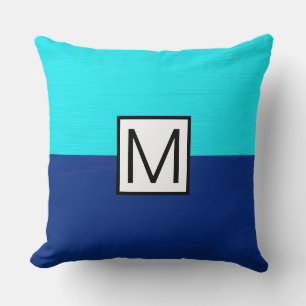 Monogram Modern Dark Blue en Cyan Elegant Kussen