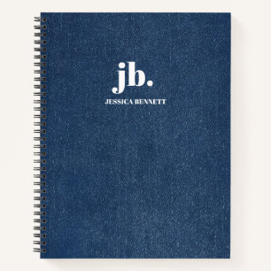 Monogram Modern Denim Broek Textuurprint Notitieboek