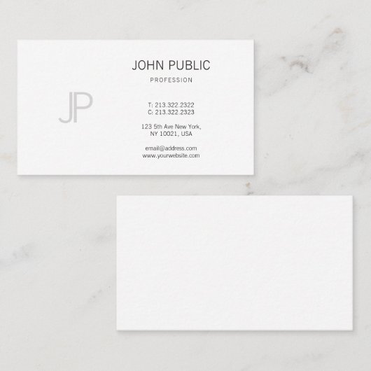 Monogram Modern Design Elegant Professional Plain Visitekaartje (Voorkant / Achterkant)
