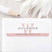 MONOGRAM modern eenvoudig chevron patroon baby roz Etiket (Insitu)