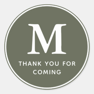 Monogram Modern Eenvoudig Chic Bedankt voor uw kom Ronde Sticker