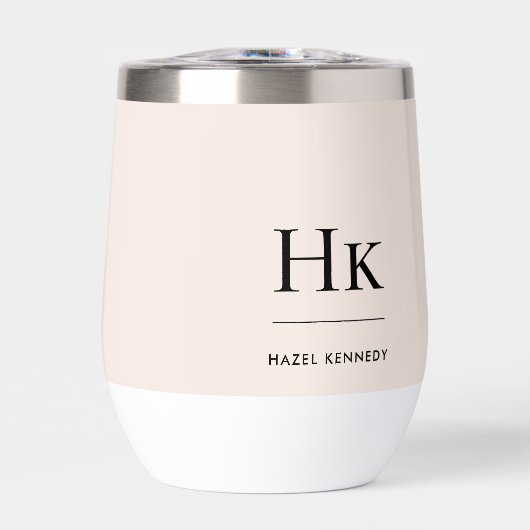 Monogram Modern Eenvoudig Elegant Blush Roze Custo (Voorkant)