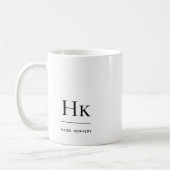 Monogram Modern Eenvoudig Elegant Wit Monogram Koffiemok (Links)