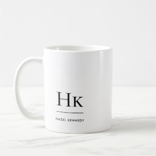 Monogram Modern Eenvoudig Elegant Wit Monogram Koffiemok